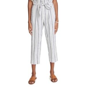 NWT Madewell‎ Womens Linen Cotton Striped Paperbag Belted Pants 4